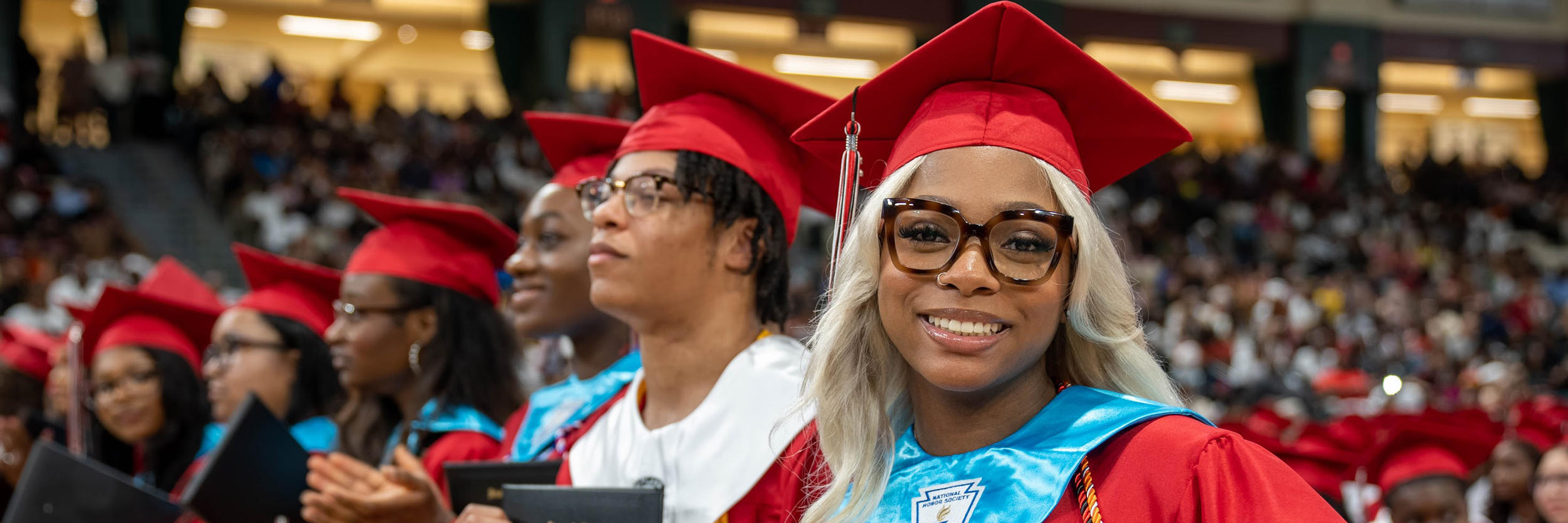 Students in graduation gear