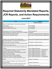 MSDE Mandated Report: Required Statutorily Mandated Reports, JCR Reports, and Action Requirements, June 2017