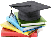 Graduation cap on books