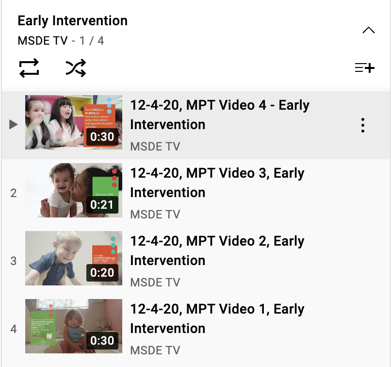 Early Intervention MSDE TV